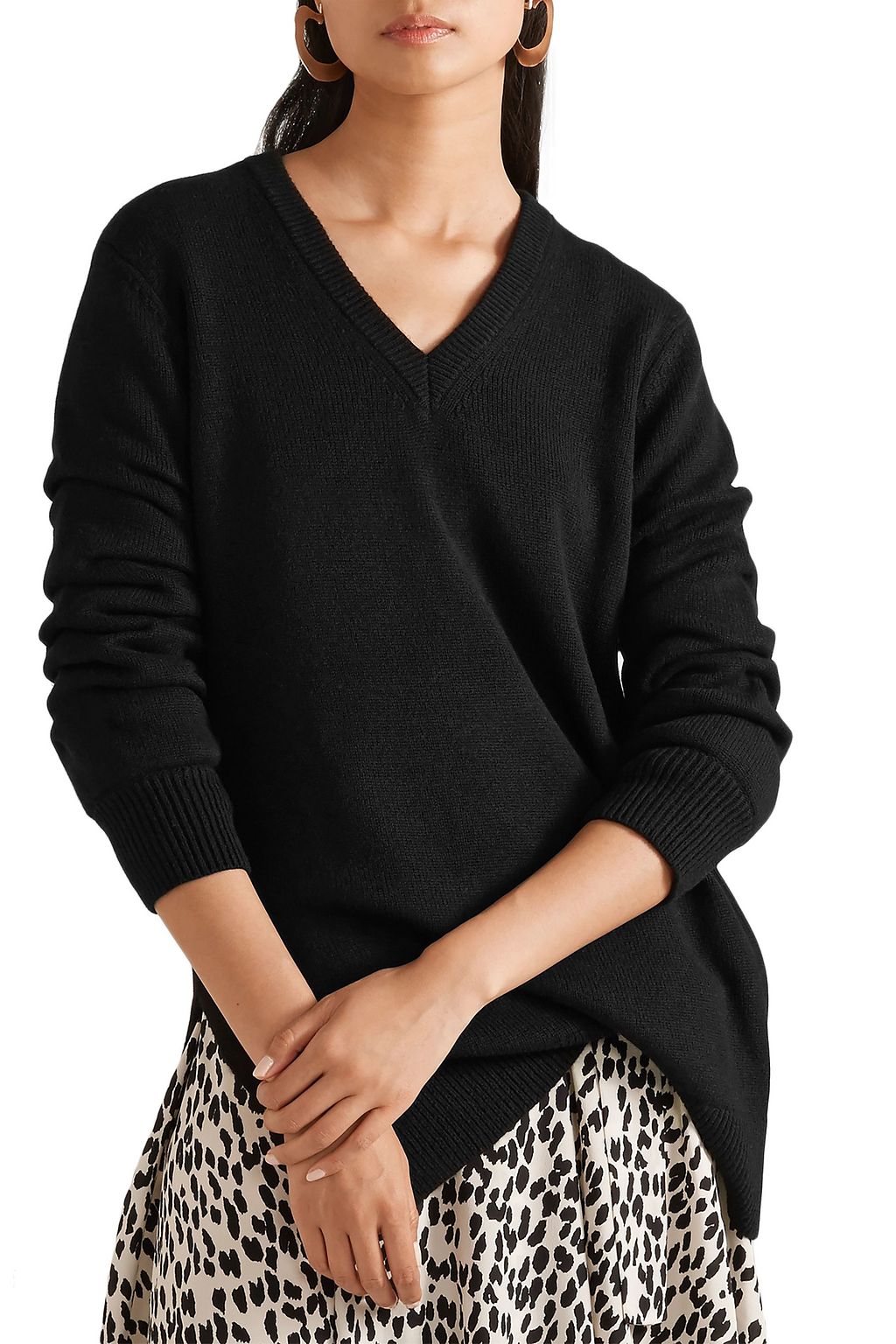 MICHAEL KORS COLLECTION Ruched mélange cashmere sweater