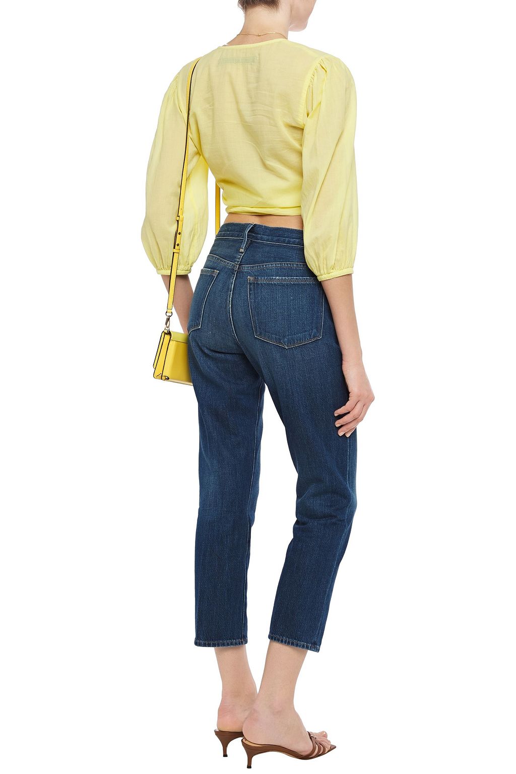 ENZA COSTA Gathered cotton-broadcloth wrap top