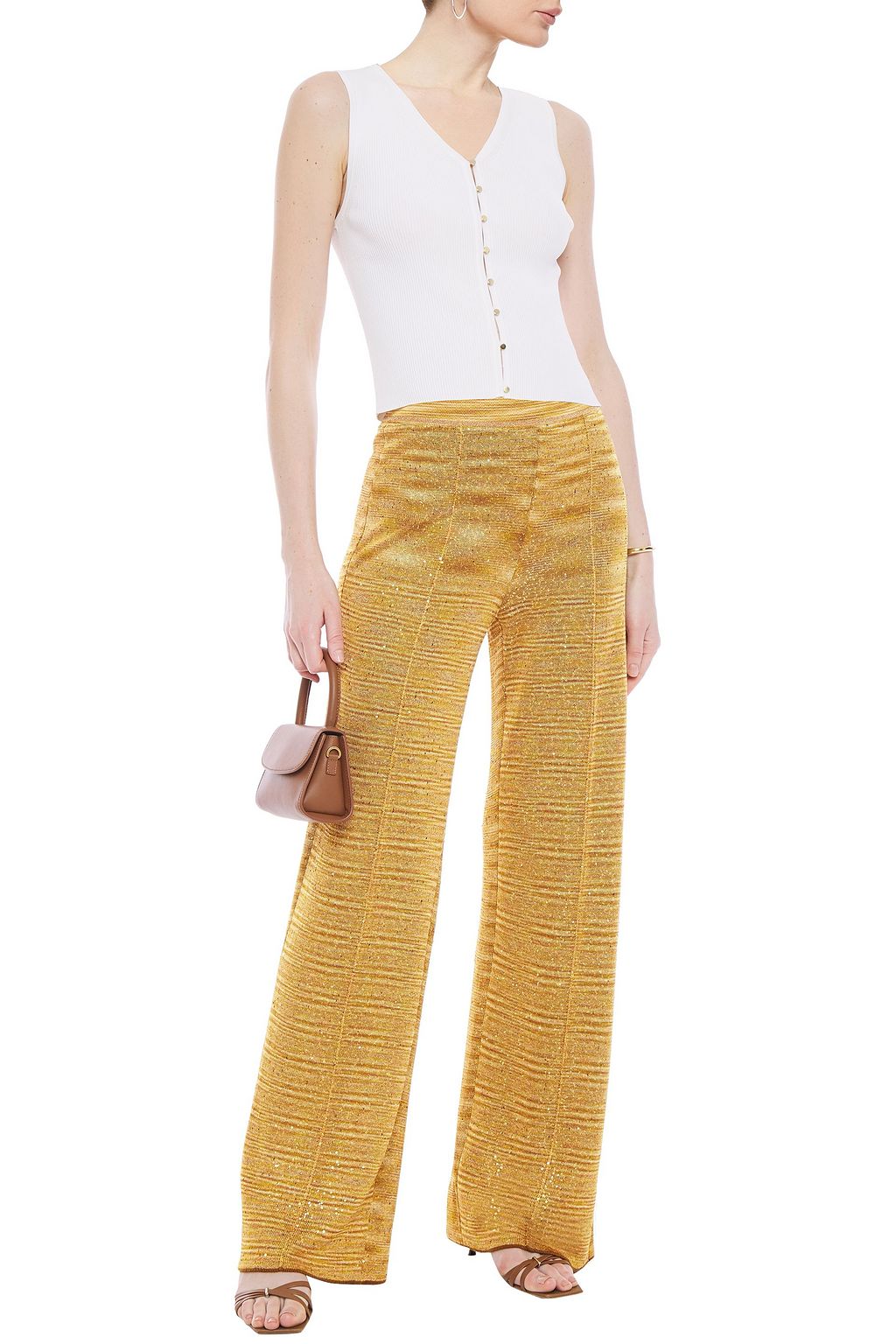 MISSONI Sequin-embellished crochet-knit wide-leg pants