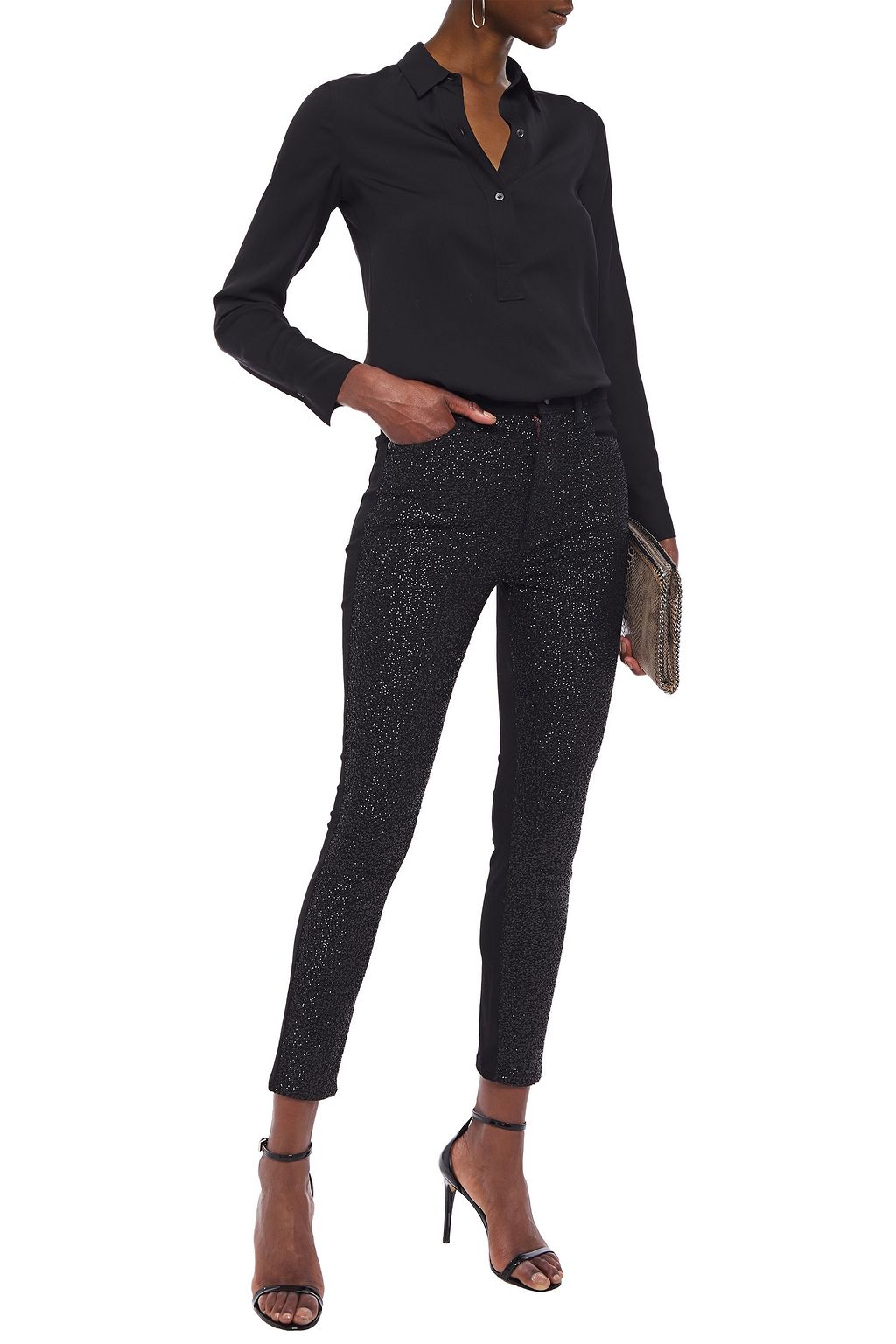 ALICE + OLIVIA Sequin-embellished high-rise skinny jeans