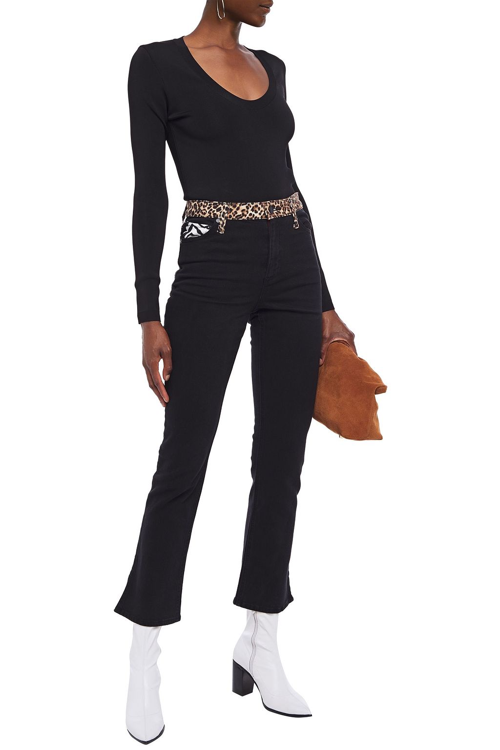 ALICE + OLIVIA Hoch sitzende Schlagjeans mit Print