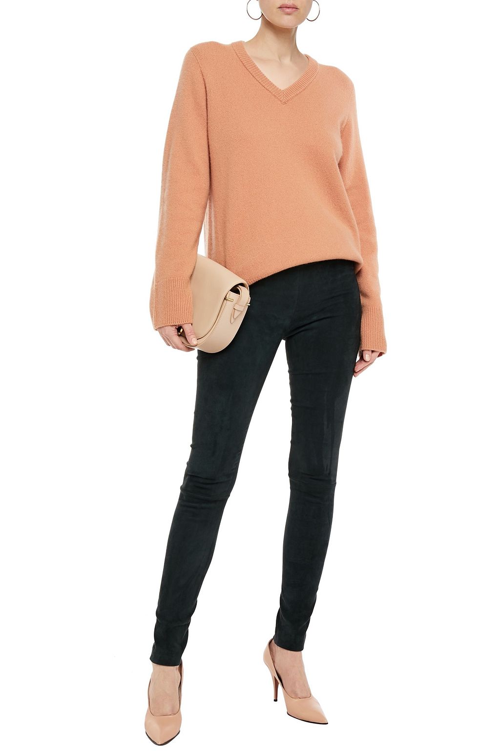 THE ROW Moto stretch-suede leggings