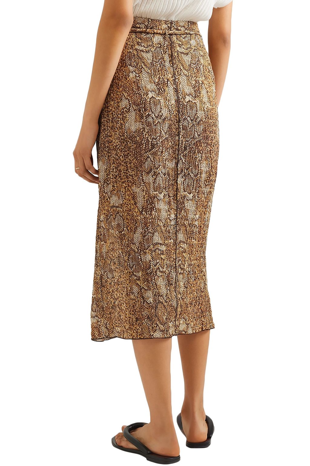 NANUSHKA Indira snake-print crinkled-voile midi skirt