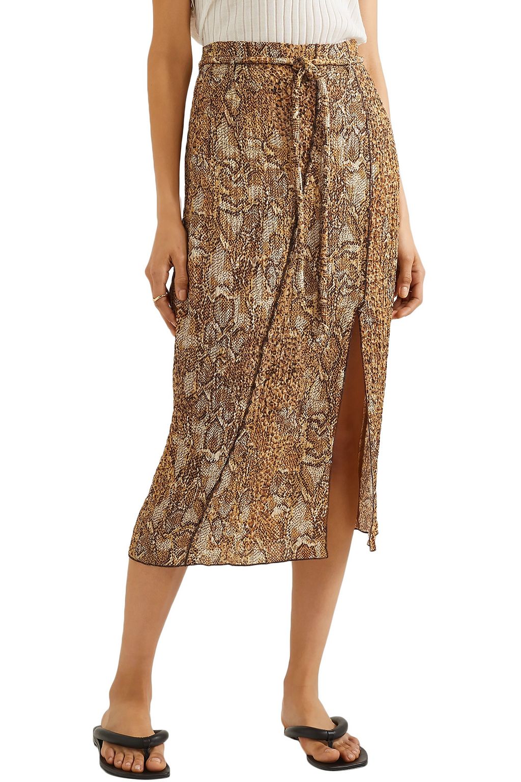 NANUSHKA Indira snake-print crinkled-voile midi skirt