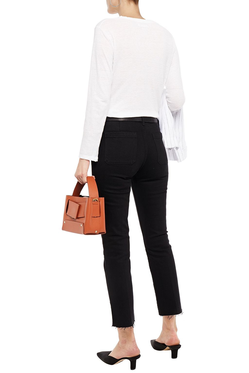 FRAME Le High Straight frayed high-rise straight-leg jeans
