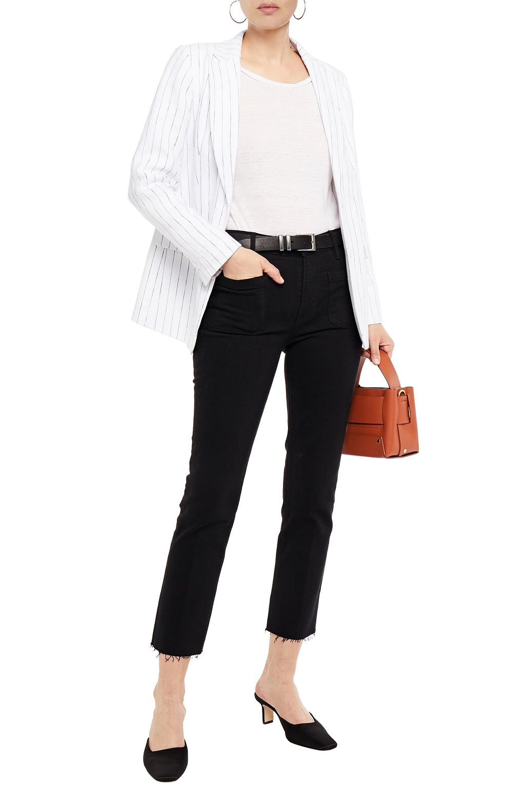 FRAME Le High Straight frayed high-rise straight-leg jeans