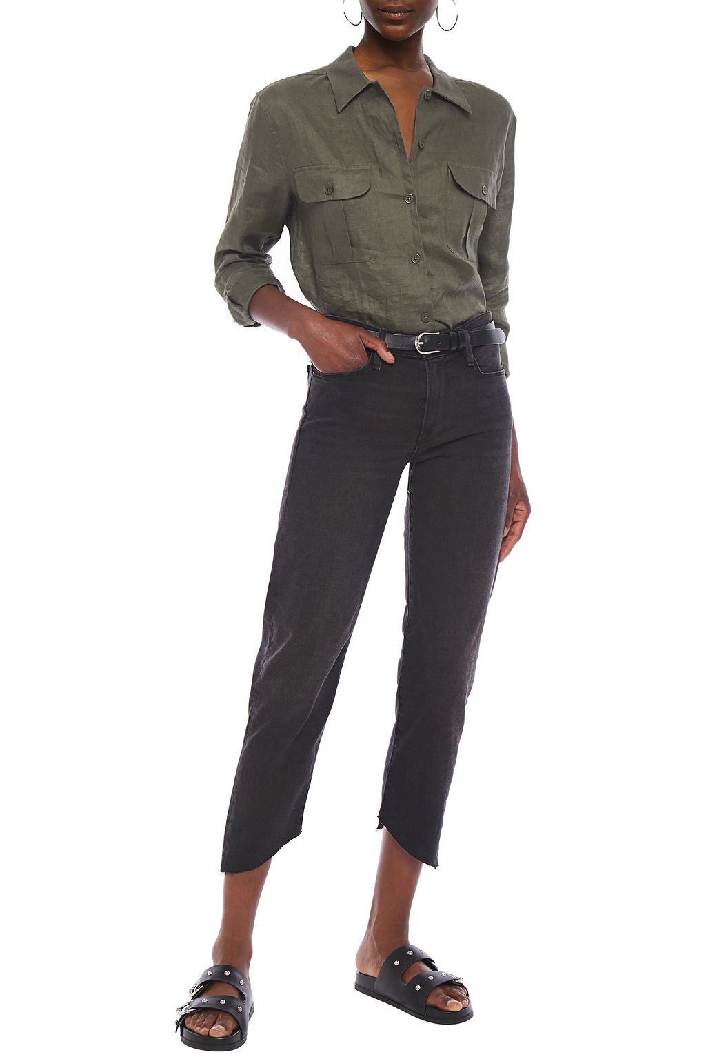 FRAME Le Nouveau cropped high-rise straight-leg jeans