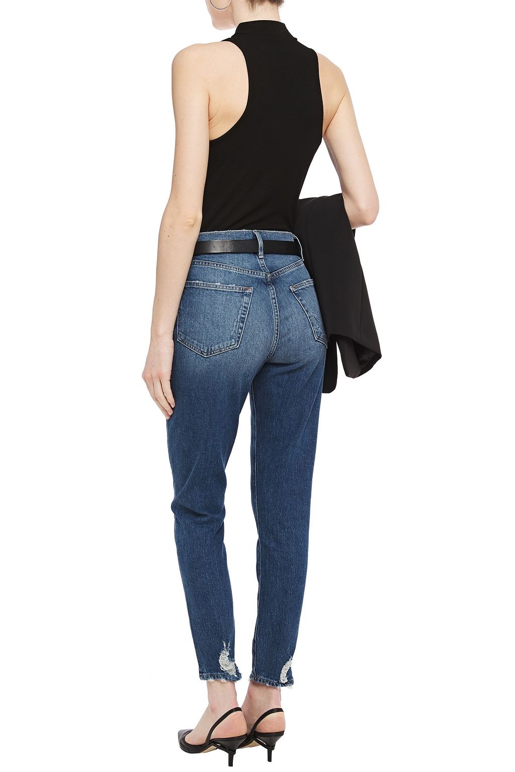 FRAME Le Original Skinny distressed high-rise skinny jeans