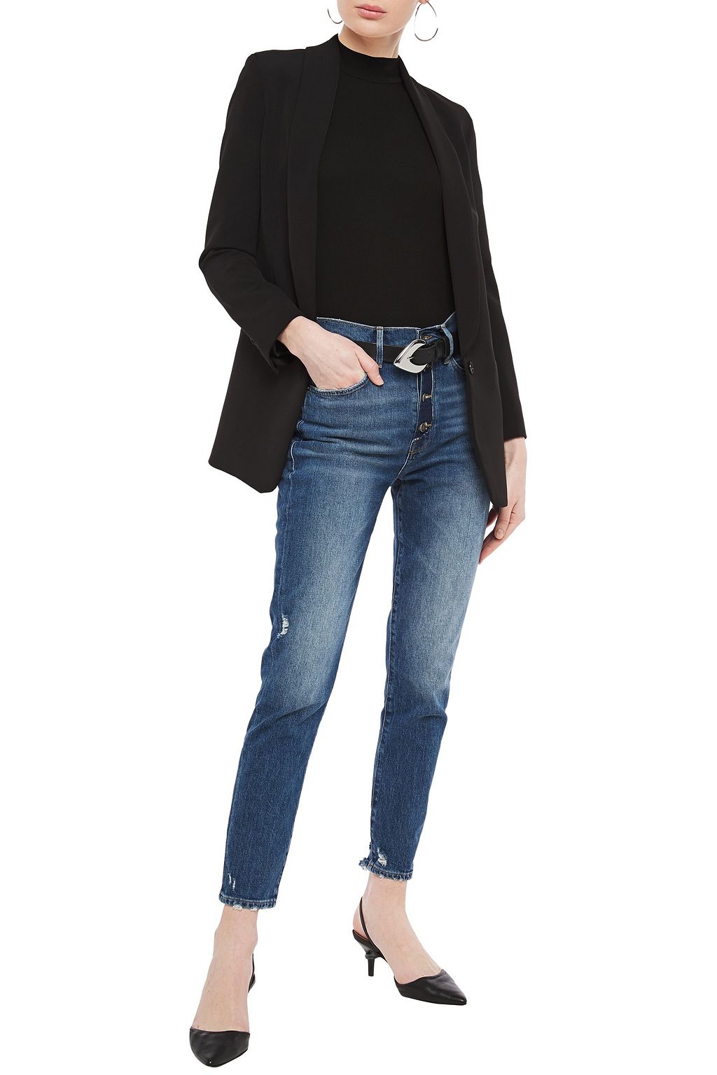 FRAME Le Original Skinny distressed high-rise skinny jeans
