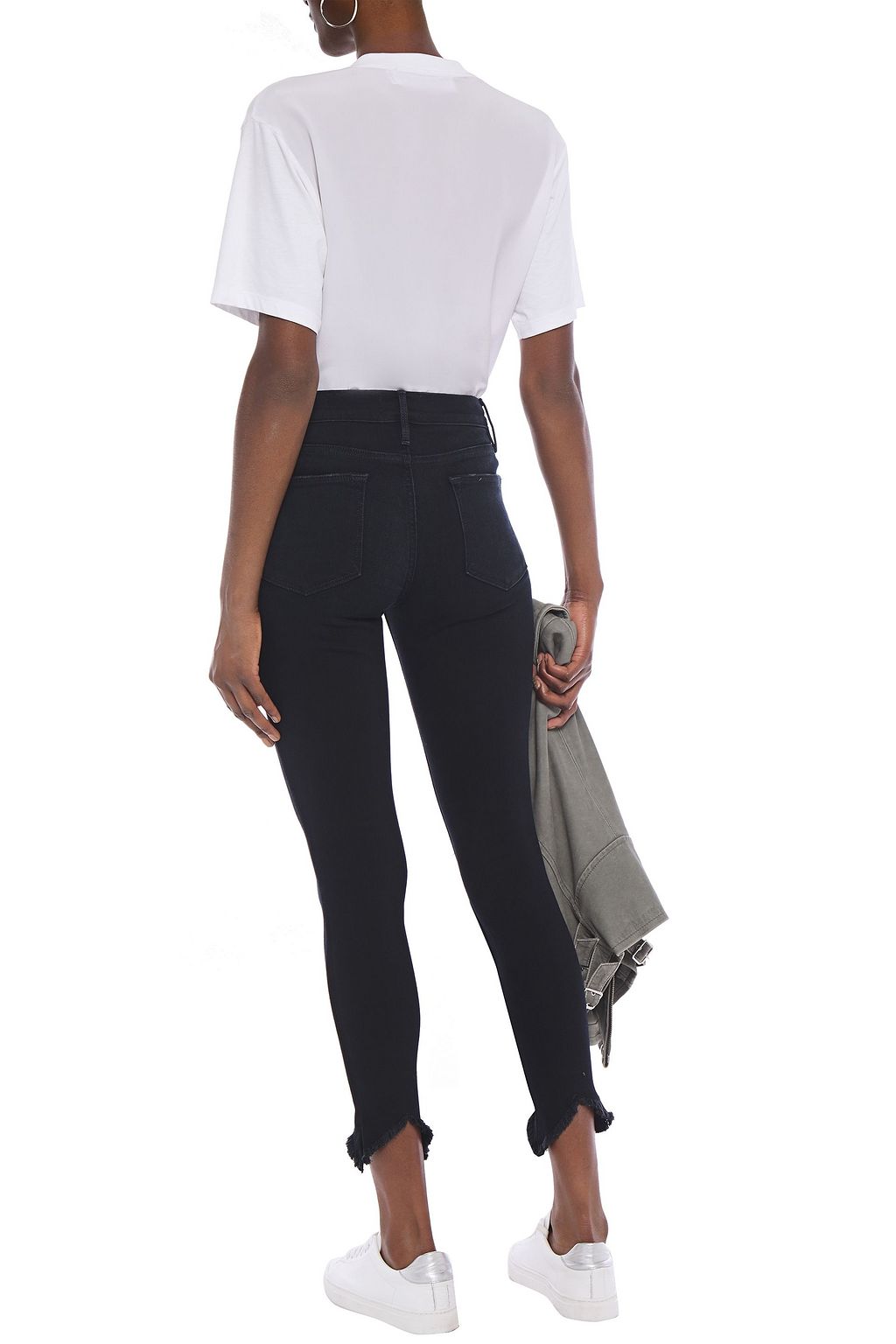FRAME Le High Double Triangle frayed mid-rise skinny jeans