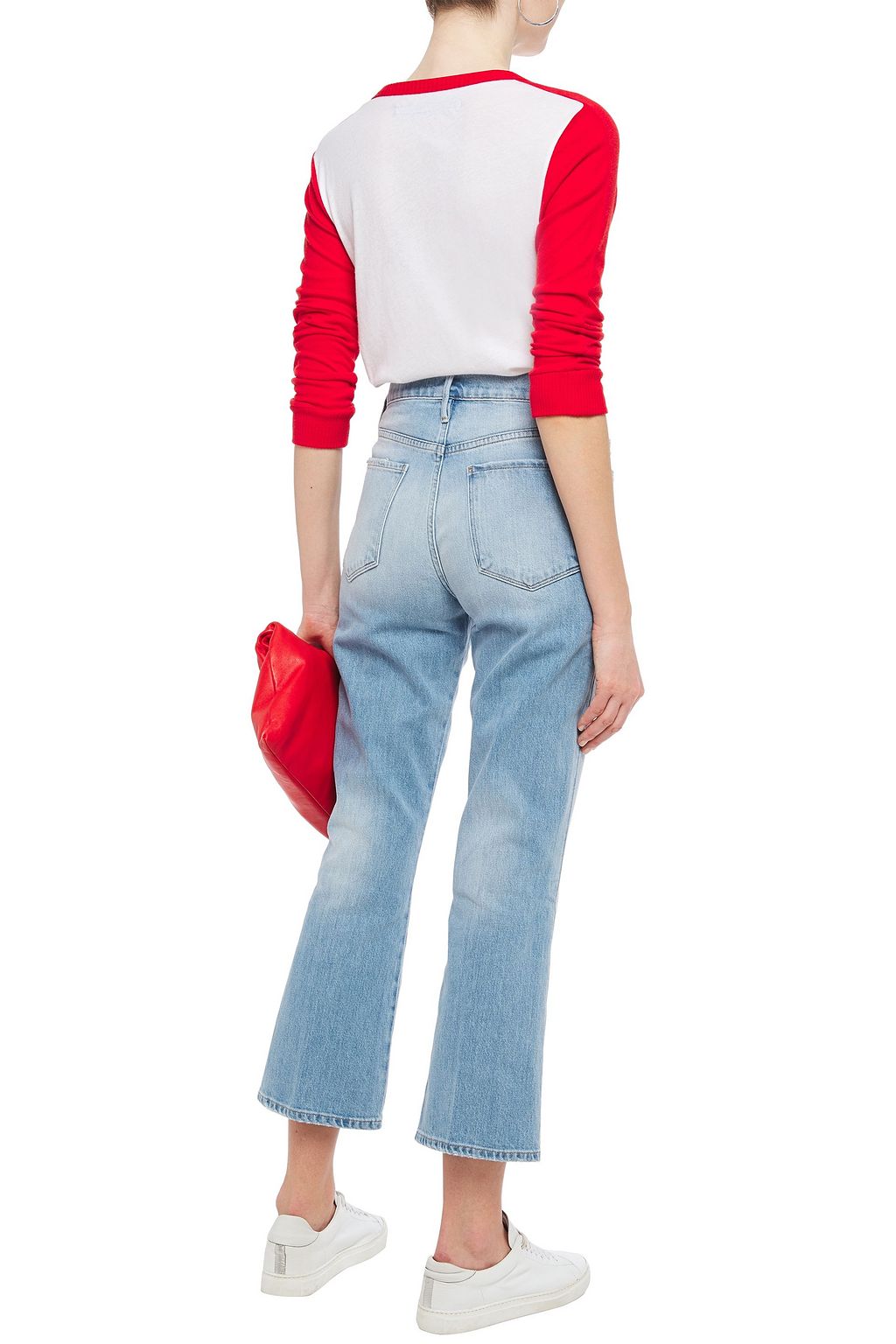 FRAME Le Sylvie distressed high-rise kick-flare jeans