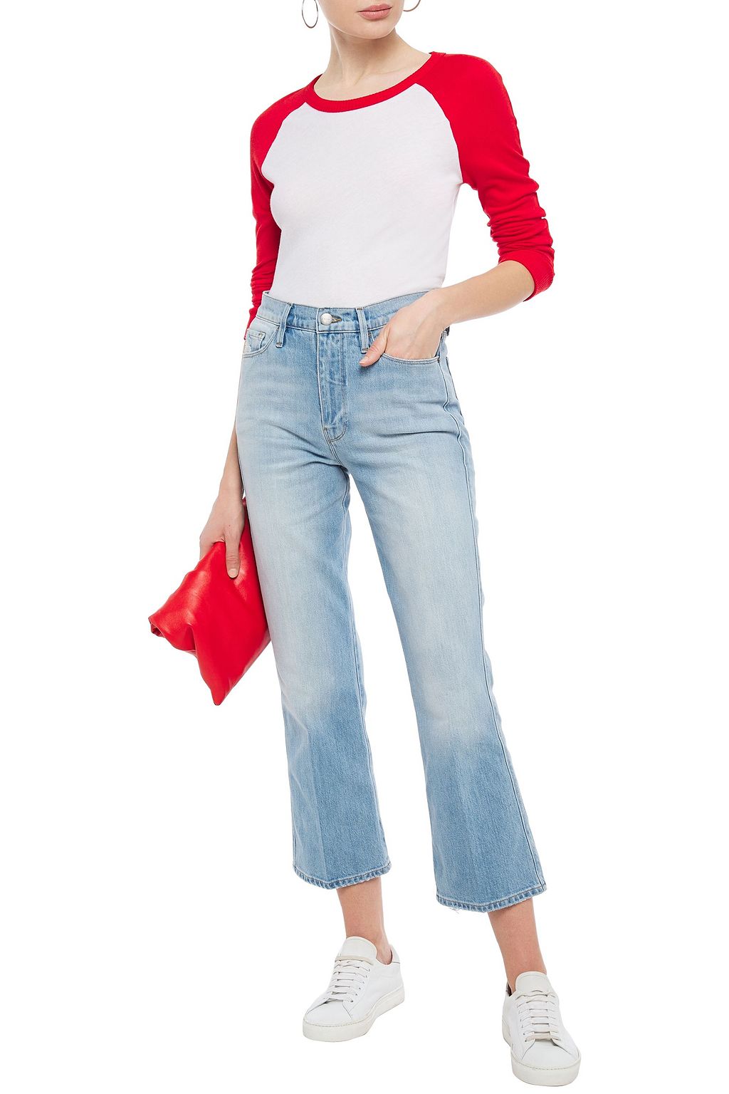 FRAME Le Sylvie distressed high-rise kick-flare jeans