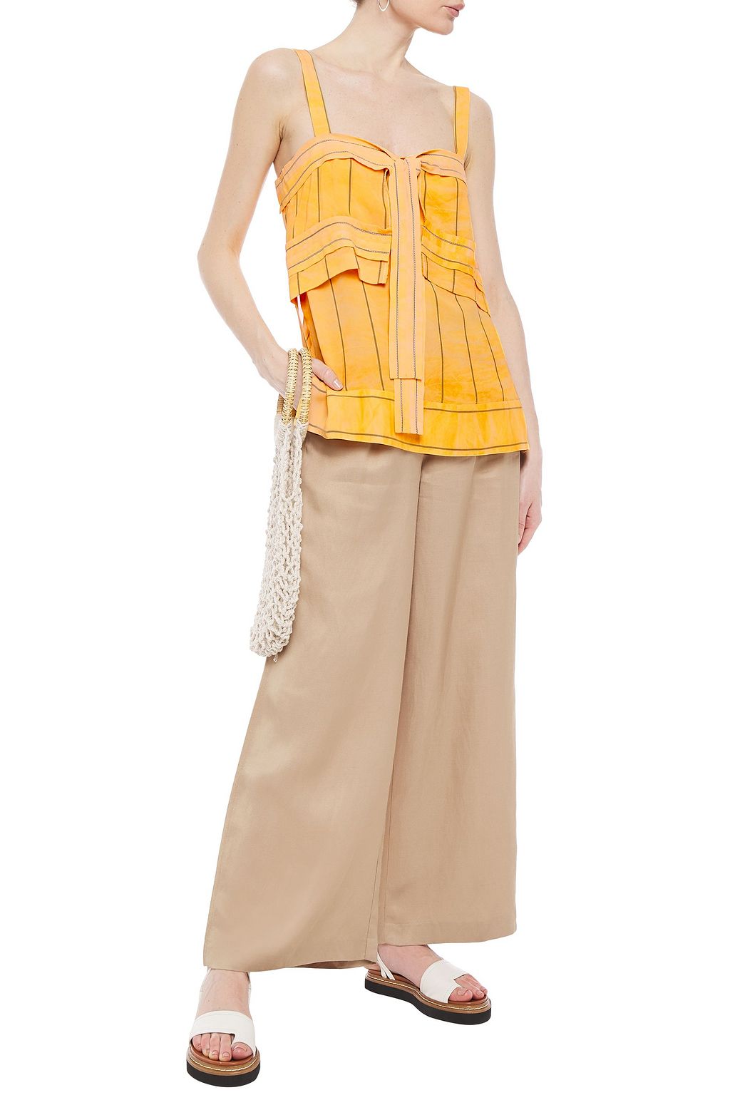 3.1 PHILLIP LIM Layered knotted striped jacquard camisole