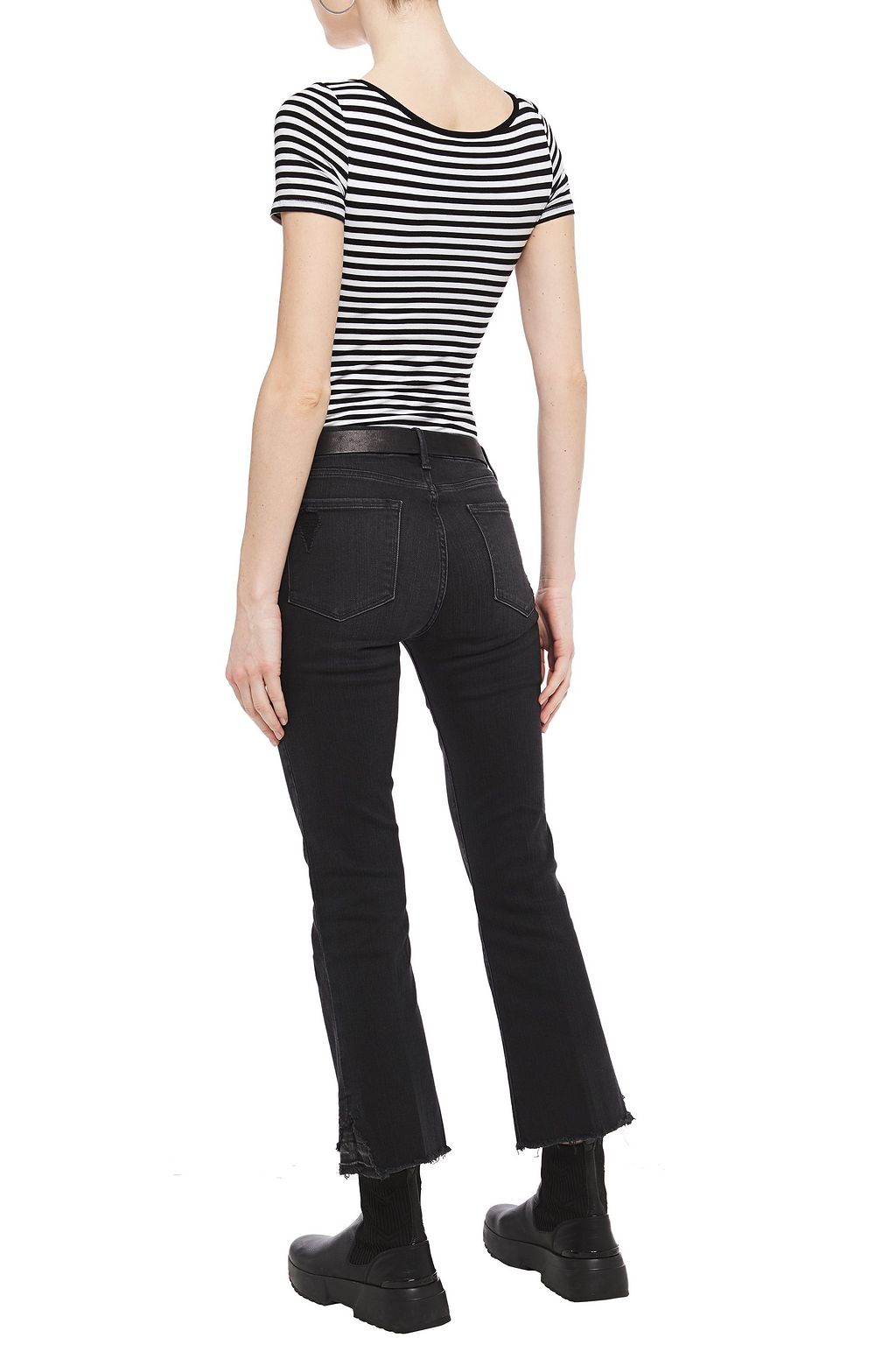 FRAME Le Crop Mini Boot faded mid-rise kick-flare jeans