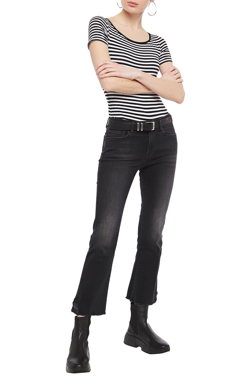 FRAME Le Crop Mini Boot faded mid-rise kick-flare jeans