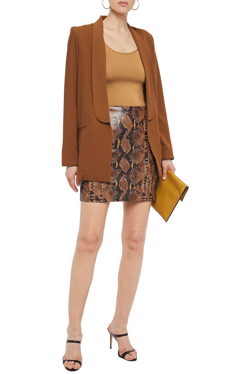 RONNY KOBO Faux snake-effect leather mini skirt