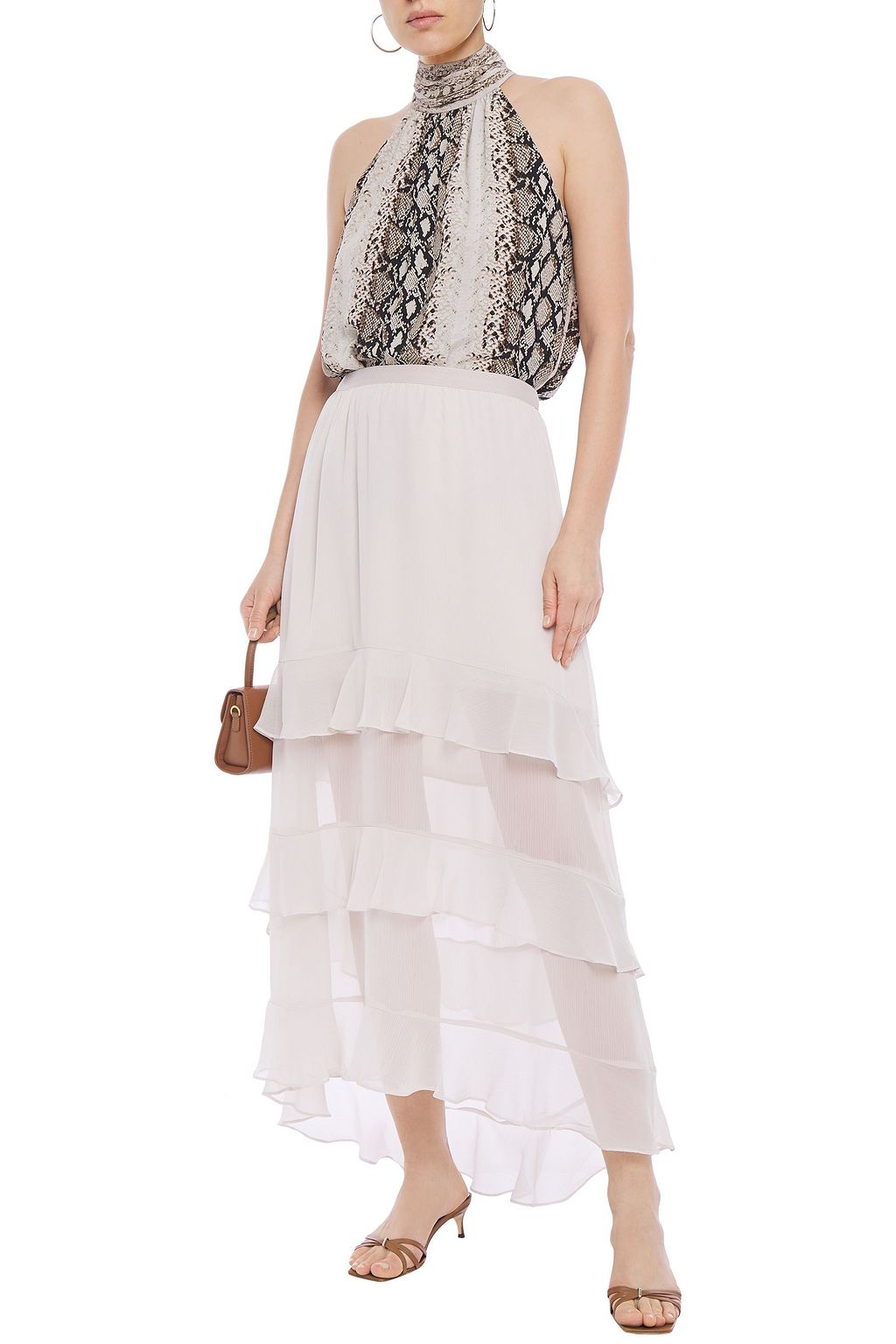 CHARLI Emanuelle tiered georgette maxi skirt