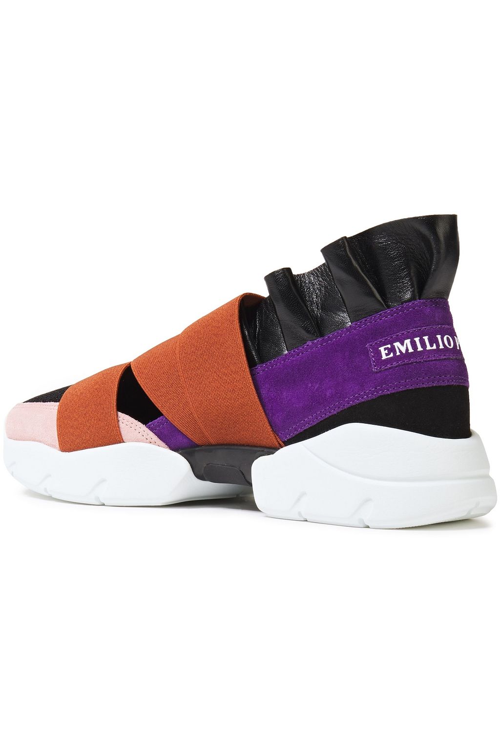 PUCCI City Up ruffled leather, suede and mesh slip-on sneakers