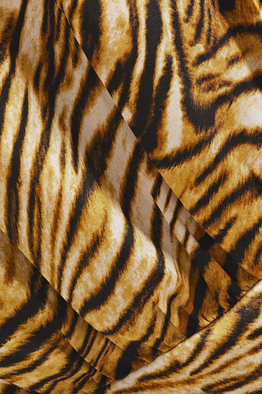 RONNY KOBO Wrap-effect gathered tiger-print twill blouse