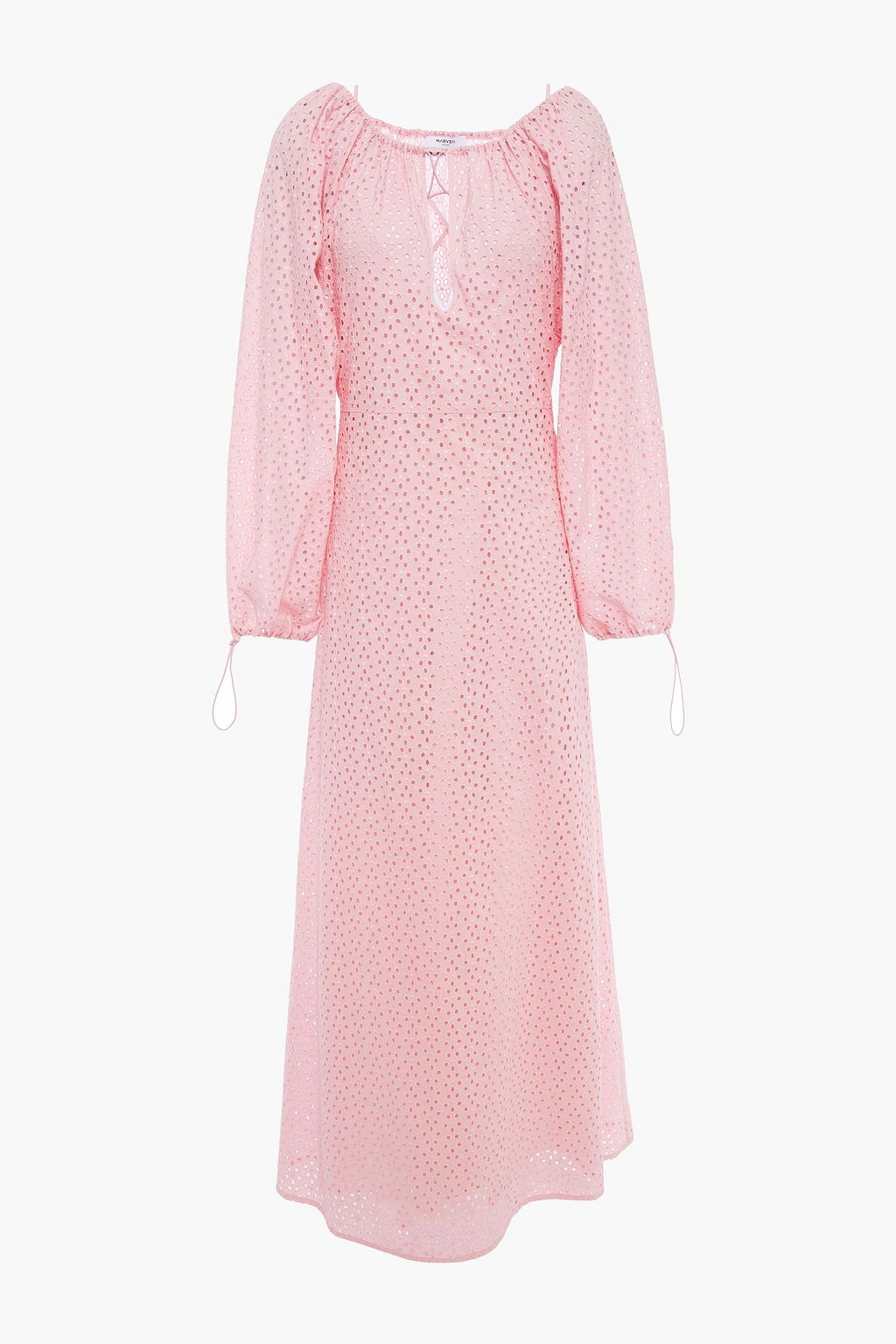 Baby pink Broderie anglaise cotton maxi ...