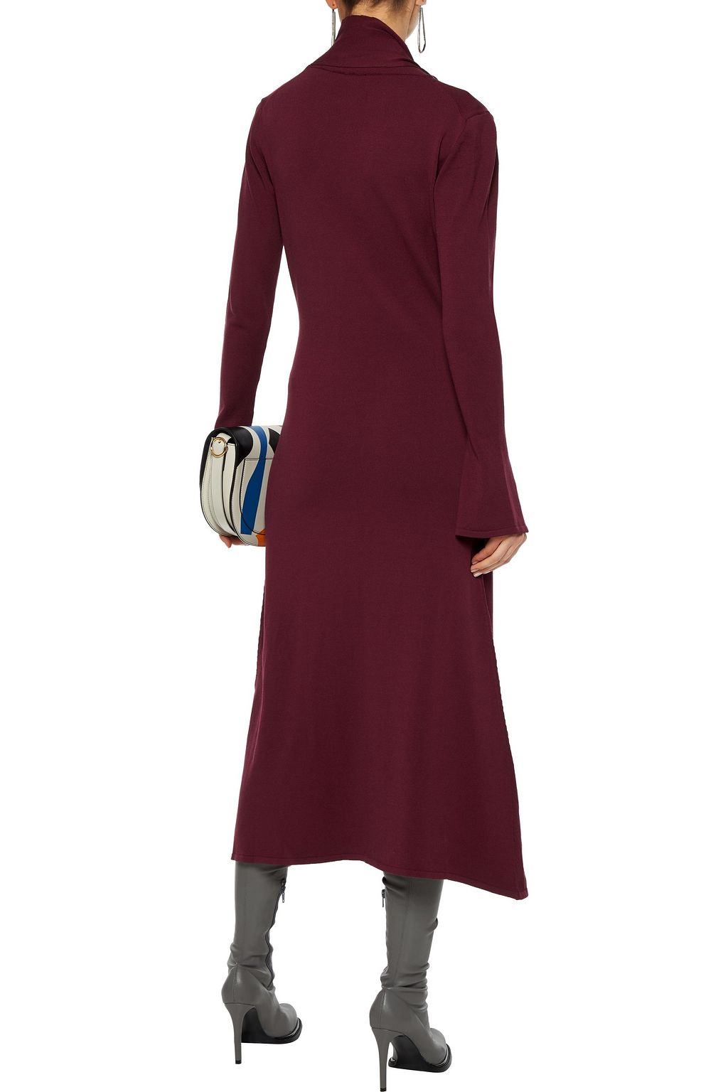 ELLERY Emmersion tie-neck embellished stretch-knit midi dress