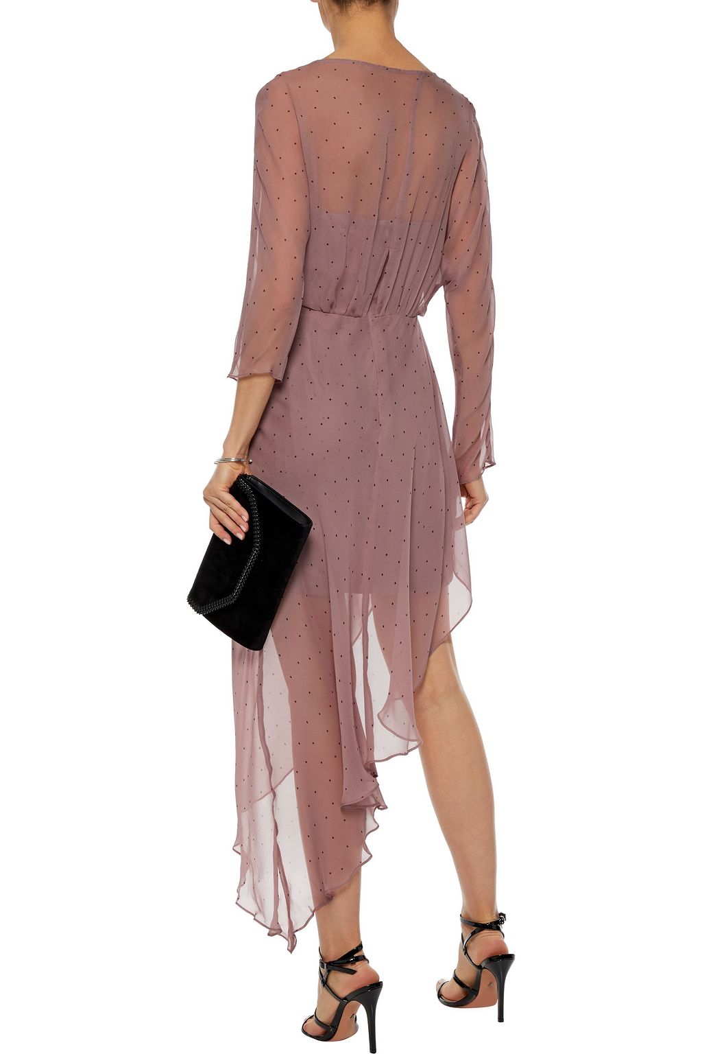 MICHELLE MASON One-shoulder polka-dot silk-chiffon dress