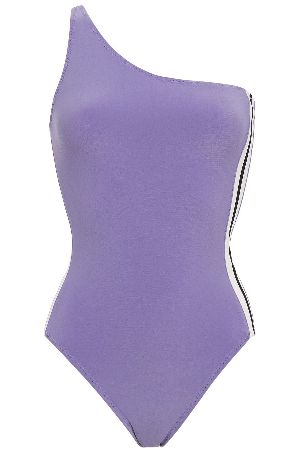 one shoulder striped swimsuit