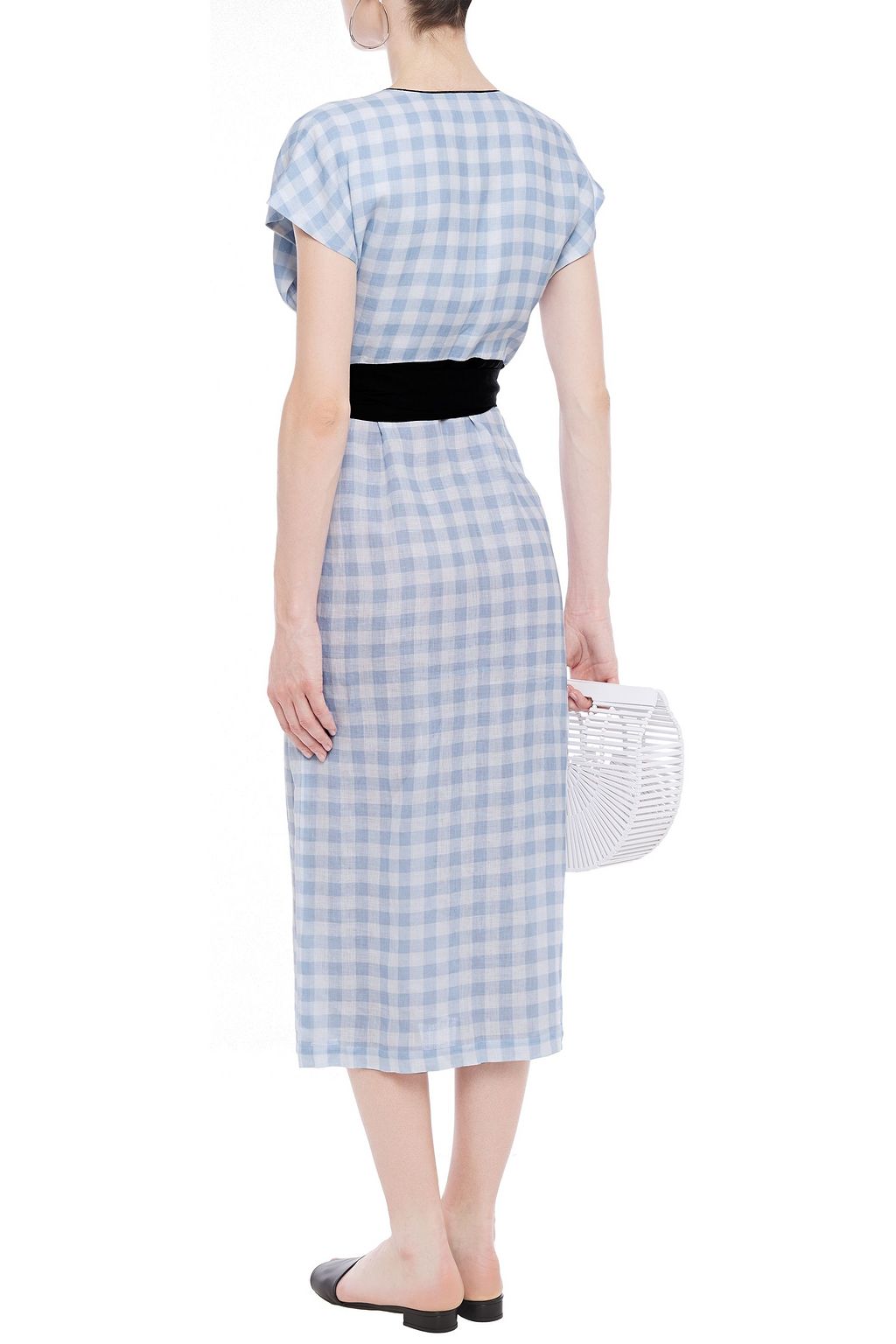MARYSIA Gingham linen midi wrap dress