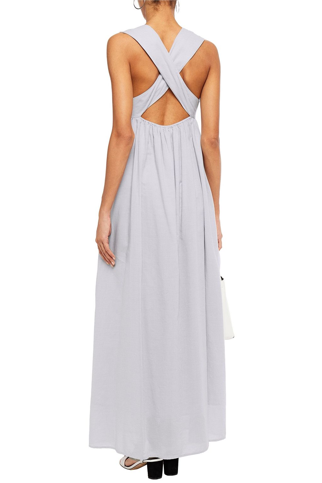 MARYSIA Cutout embellished gingham Tencel and cotton-blend maxi dress