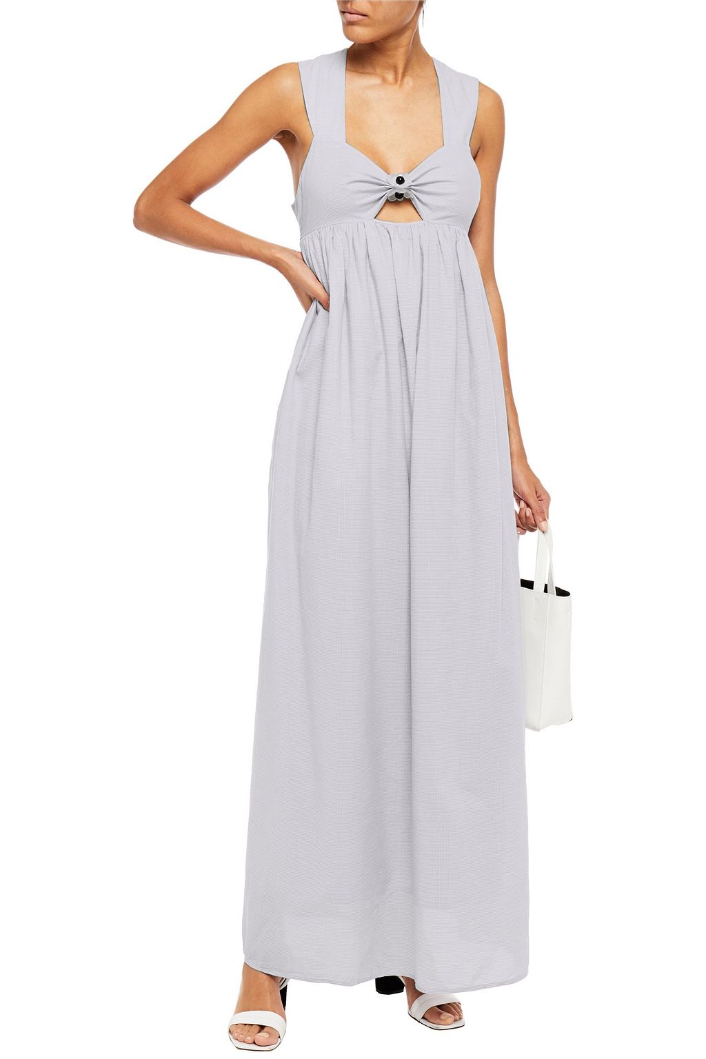 MARYSIA Cutout embellished gingham Tencel and cotton-blend maxi dress