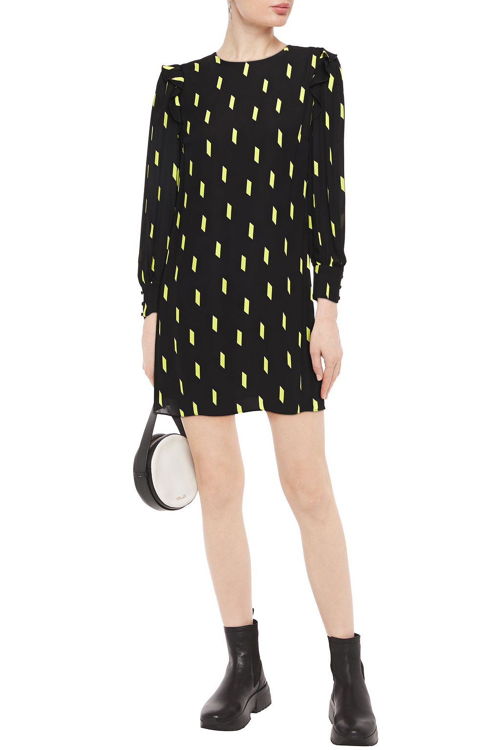 ALICE + OLIVIA Beatrix ruffle-trimmed printed crepe mini dress