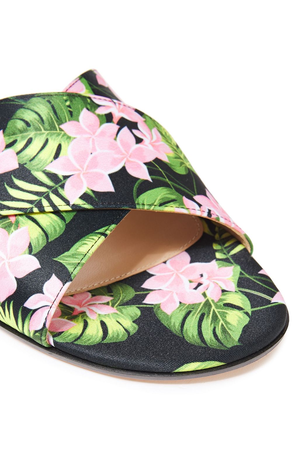 GIANVITO ROSSI Floral-print satin slides
