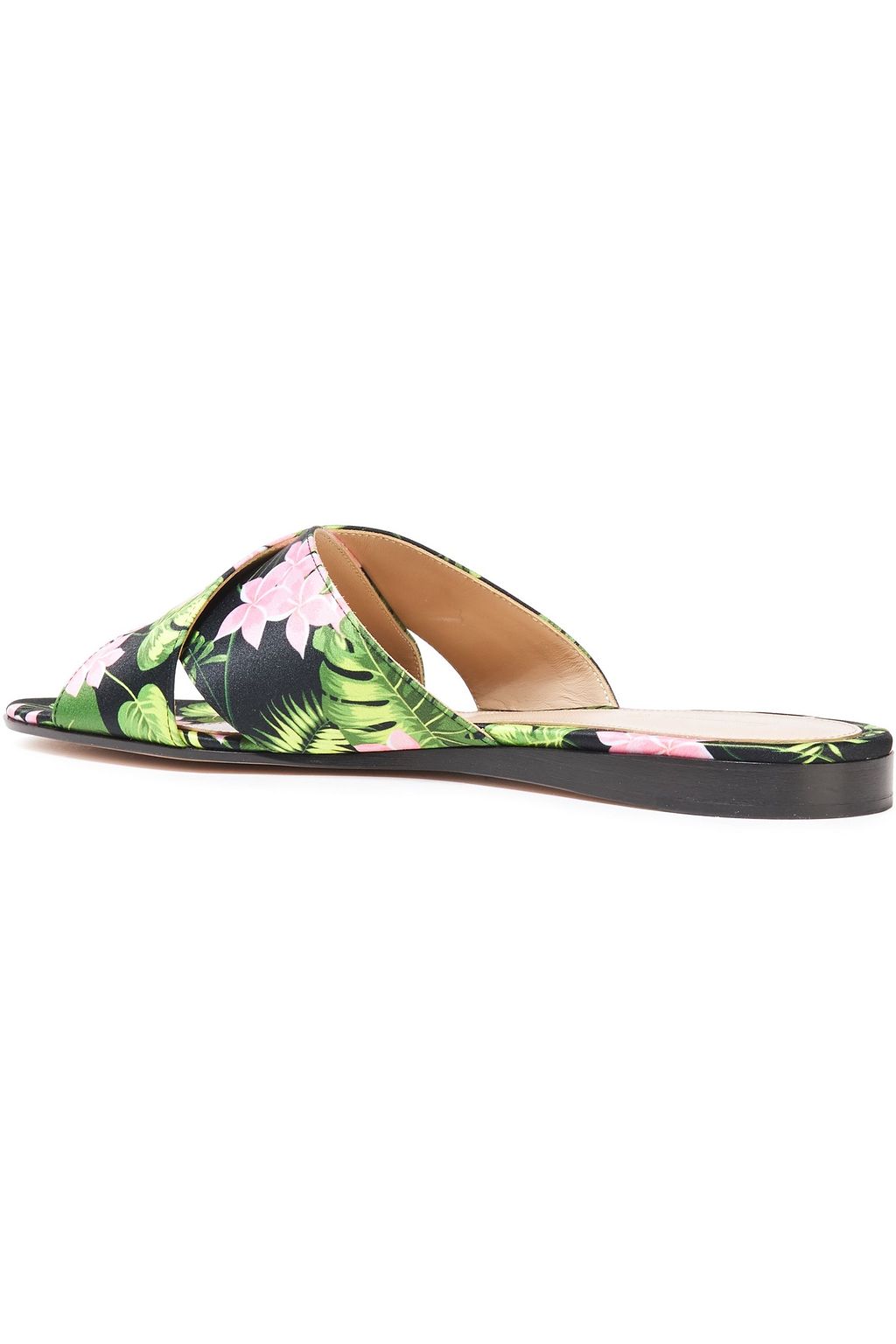 GIANVITO ROSSI Floral-print satin slides