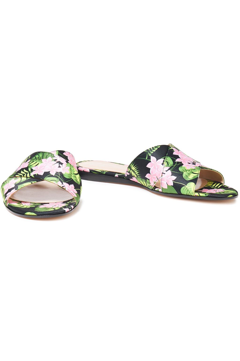 GIANVITO ROSSI Floral-print satin slides