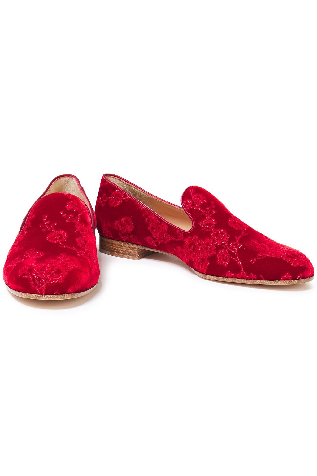 GIANVITO ROSSI Embroidered velvet loafers