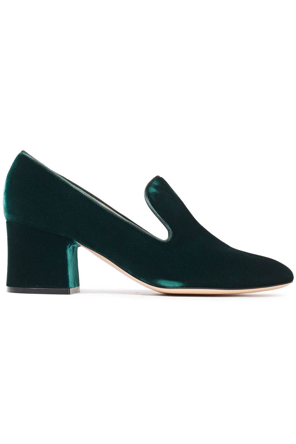 dark green velvet pumps