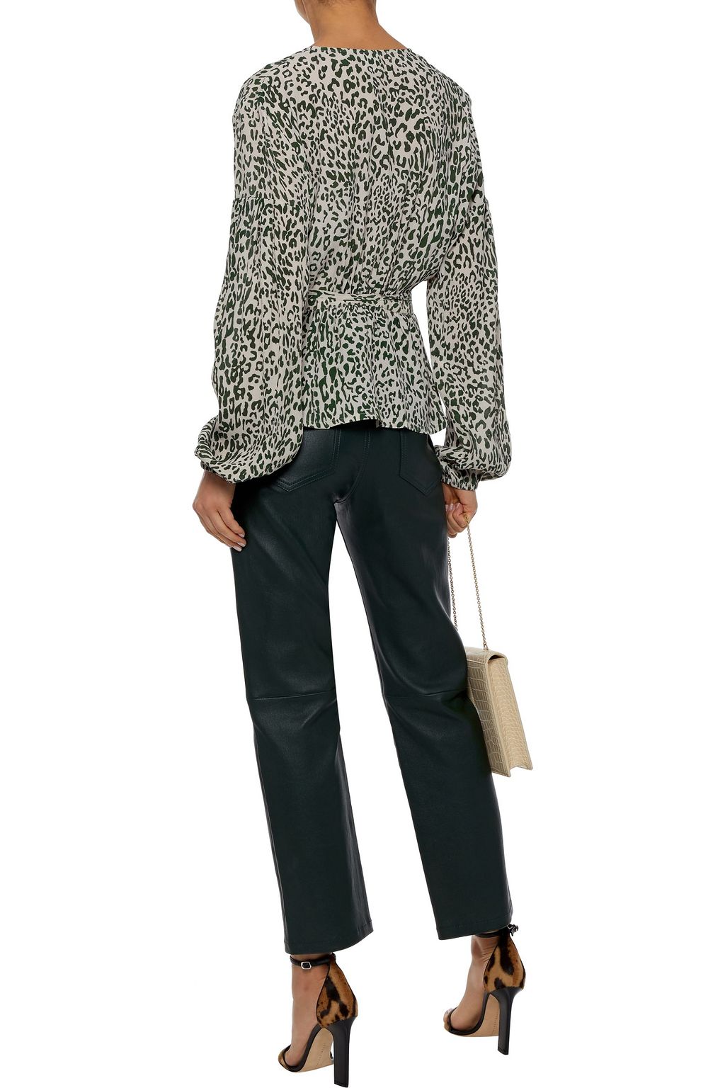 BAUM UND PFERDGARTEN Monia floral-print crepe de chine peplum wrap blouse
