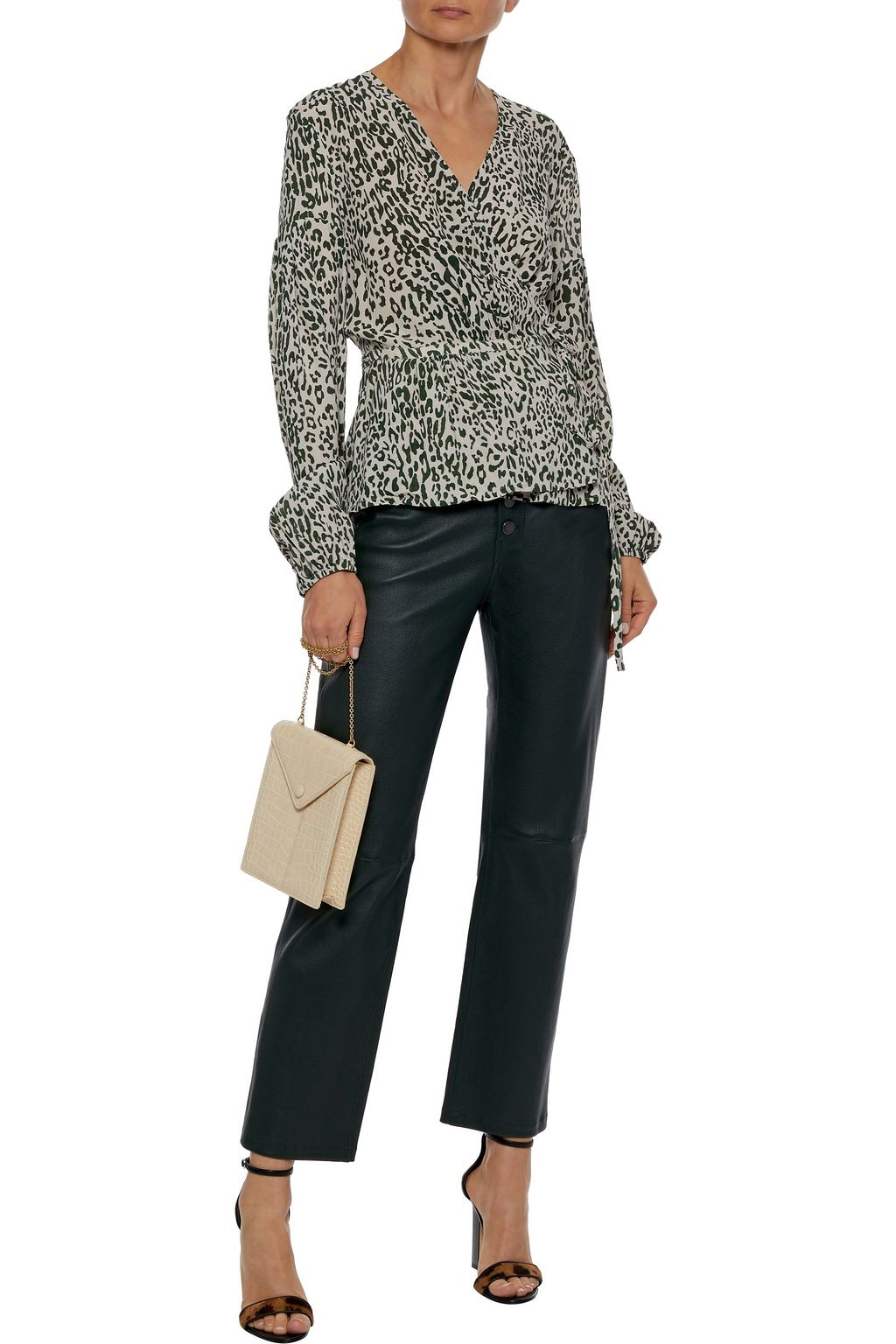 BAUM UND PFERDGARTEN Monia floral-print crepe de chine peplum wrap blouse