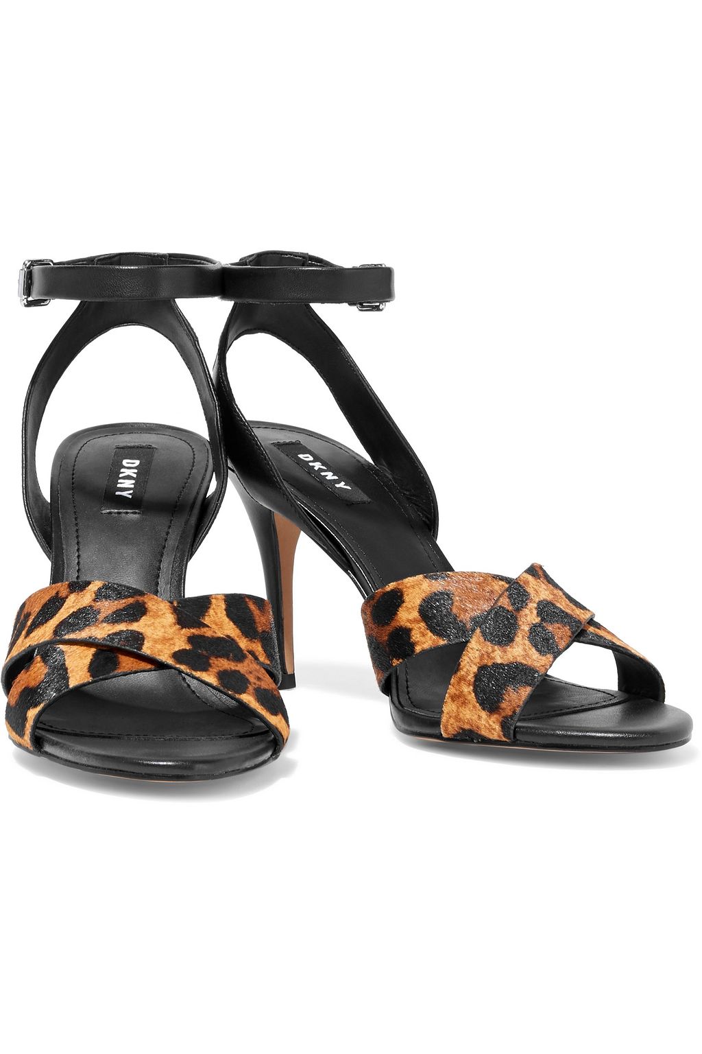 DKNY Ivy leopard-print calf hair and leather sandals