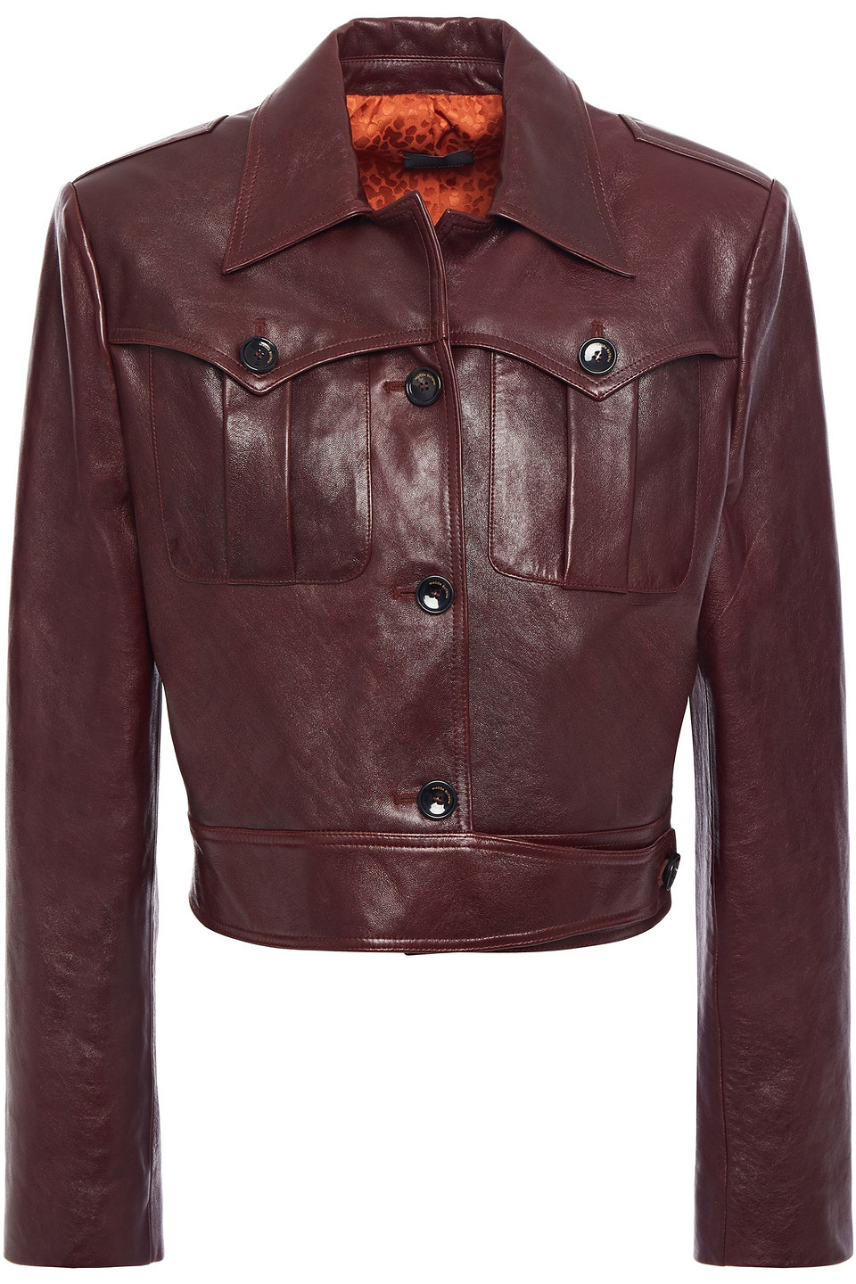 Magda Butrym Woman Leather Jacket Chocolate Size 34