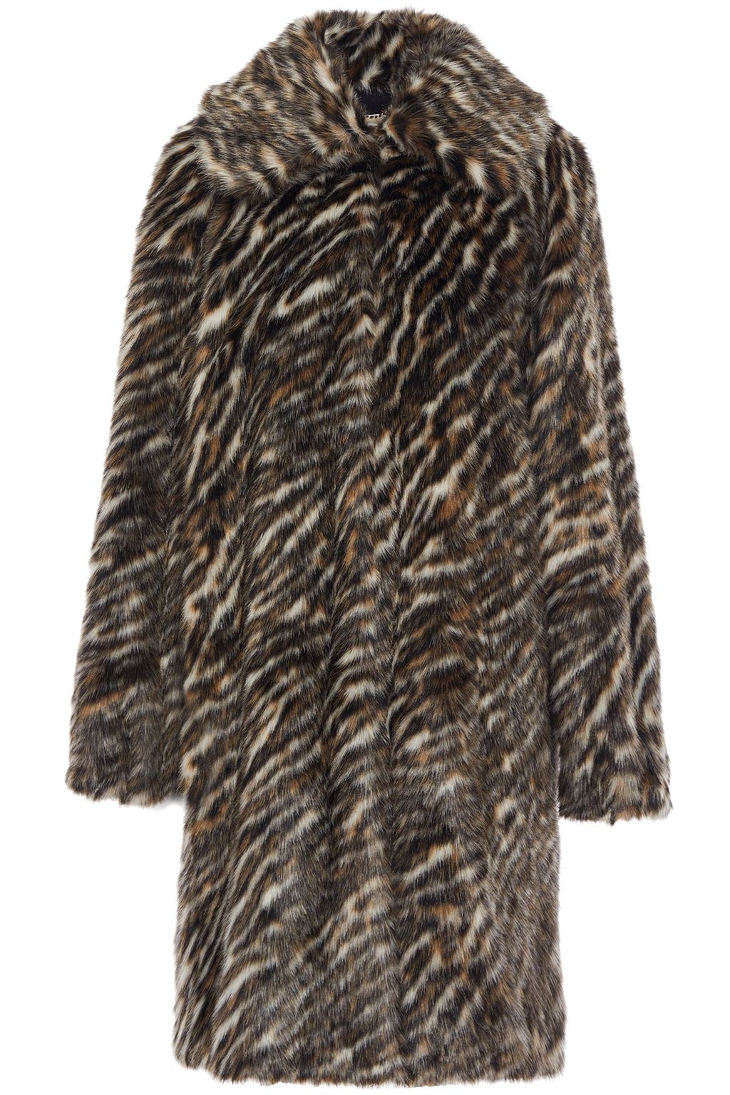 tiger print faux fur coat