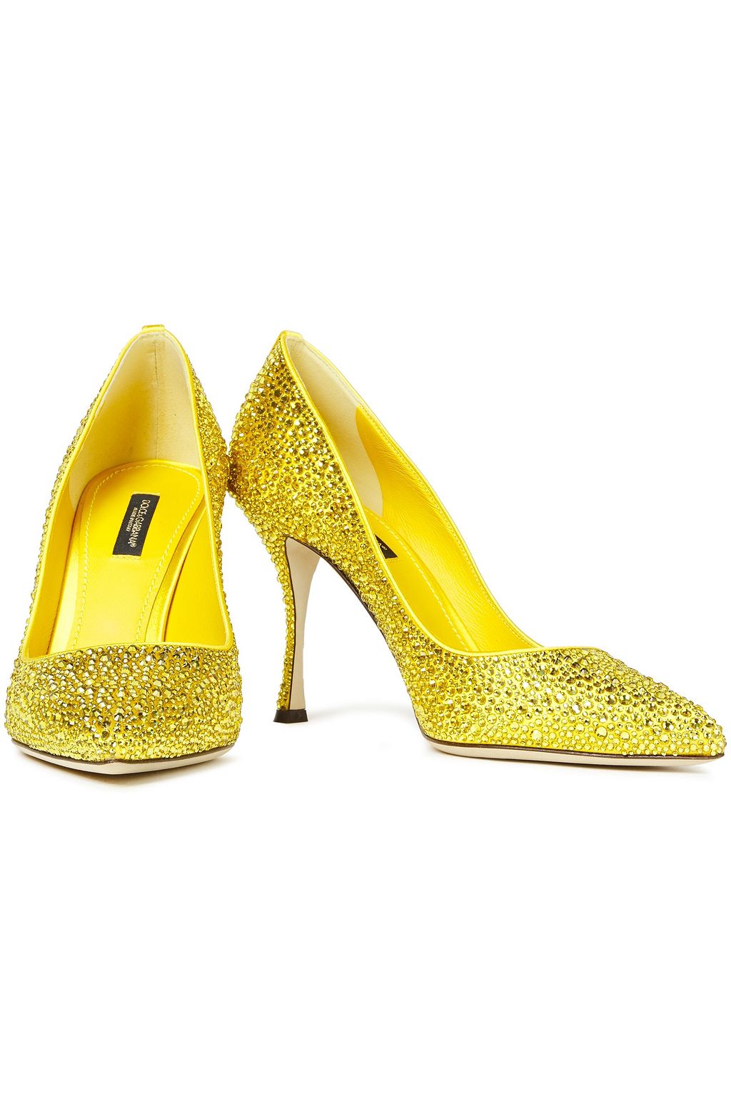 DOLCE&GABBANA Lori crystal-embellished satin pumps