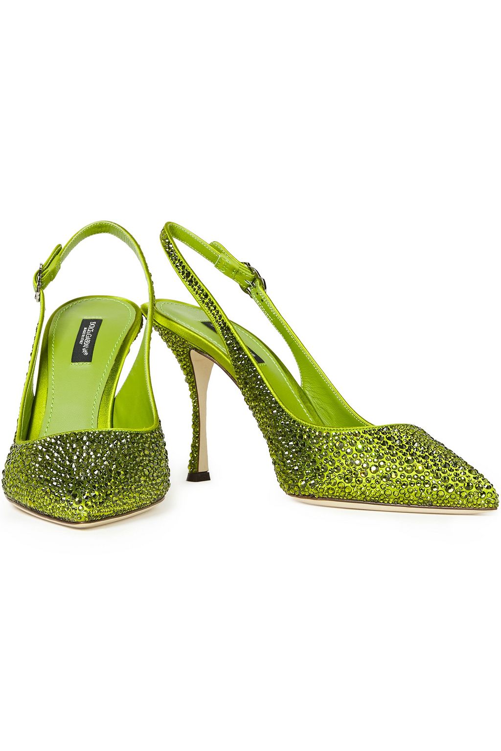 DOLCE&GABBANA Lori crystal-embellished satin slingback pumps