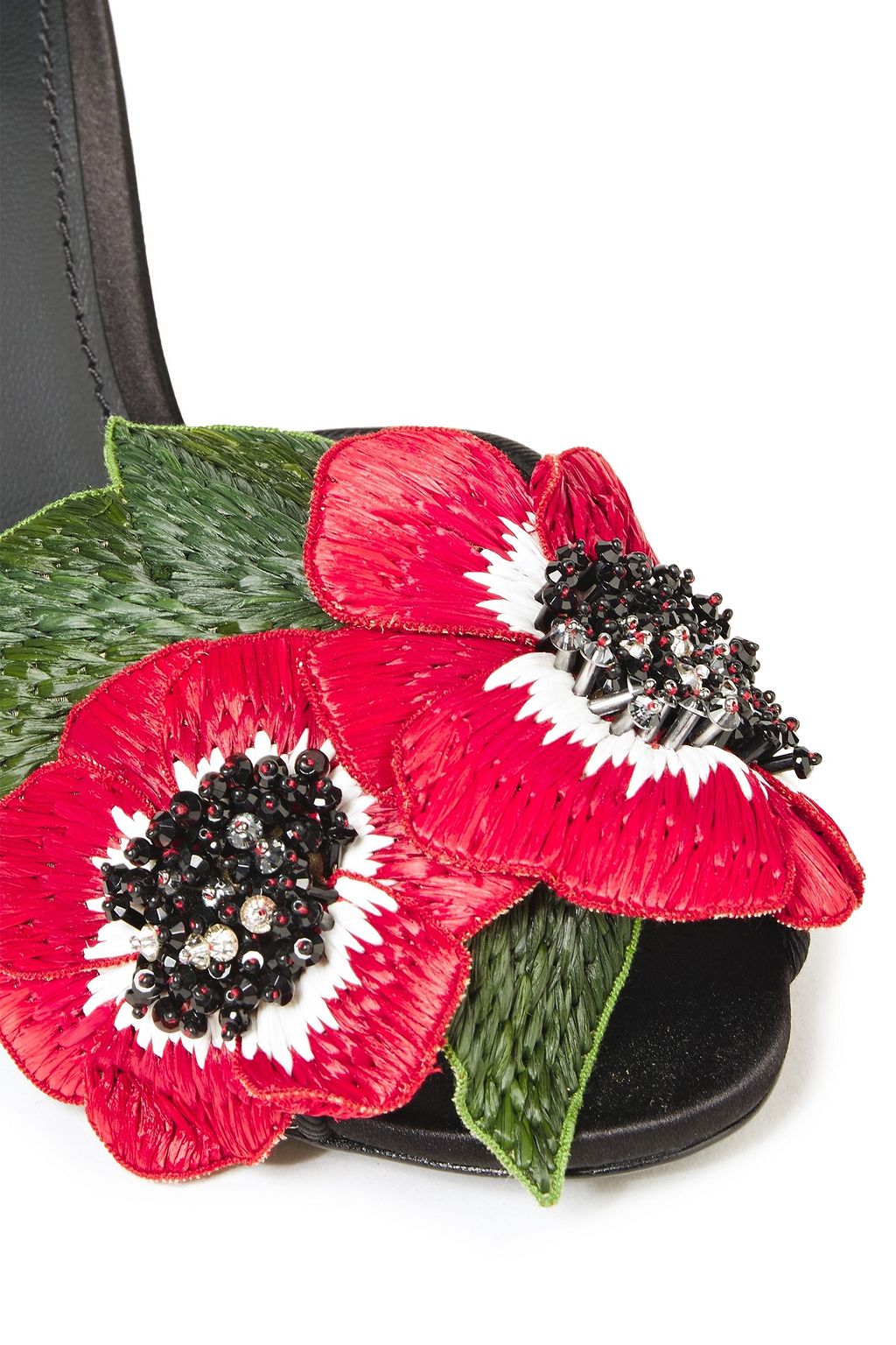 DOLCE&GABBANA Floral-appliquéd satin mules