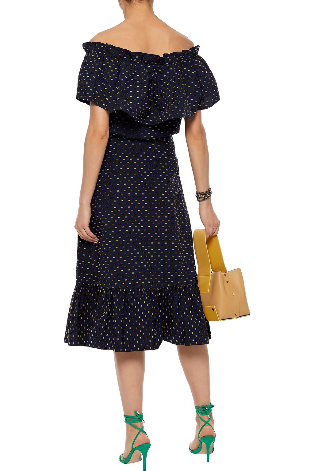 BAUM UND PFERDGARTEN Shakira ruffled fil coupé cotton-poplin midi wrap skirt