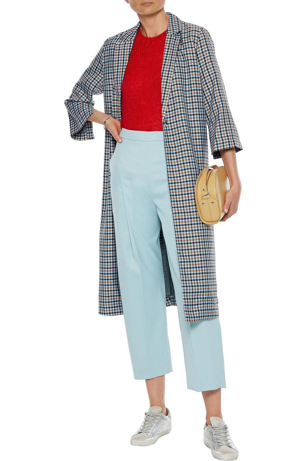BAUM UND PFERDGARTEN Bian checked satin-twill coat