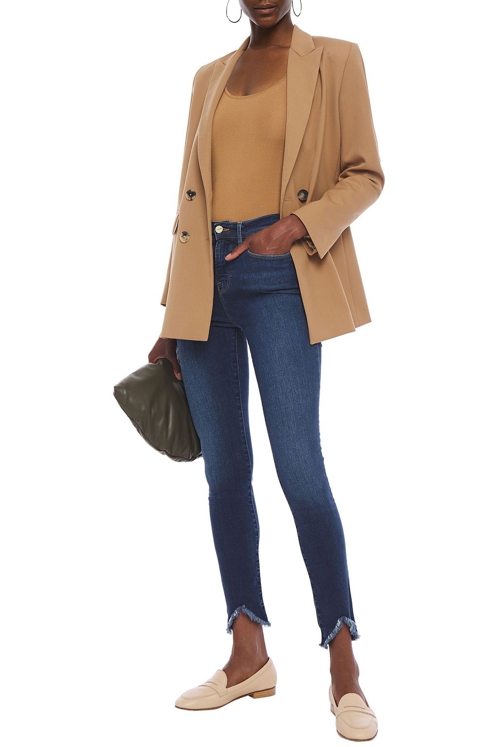 FRAME Le Skinny de Jeanne distressed high-rise skinny jeans