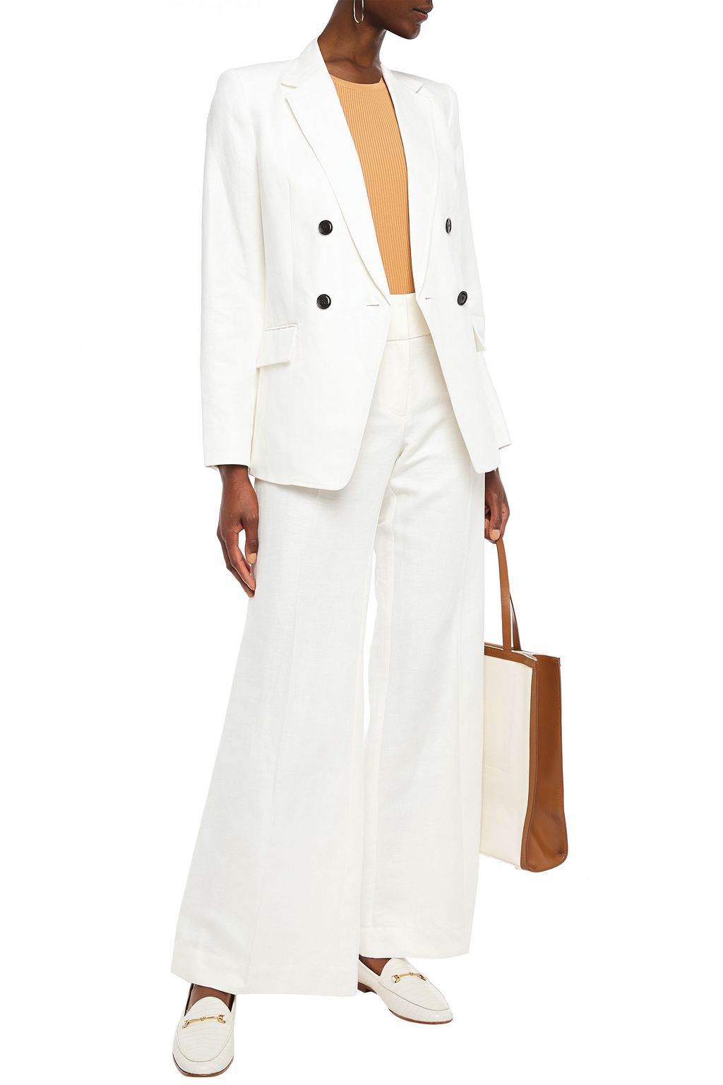 FRAME Metropolitan linen and cotton-blend wide-leg pants