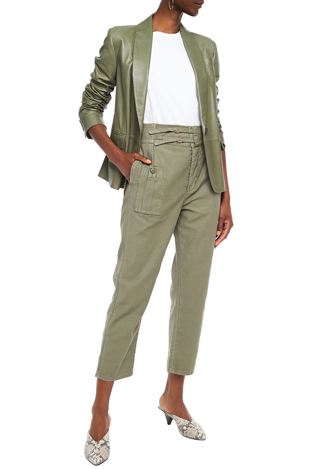 FRAME Utility Service cropped cotton-canvas straight-leg pants