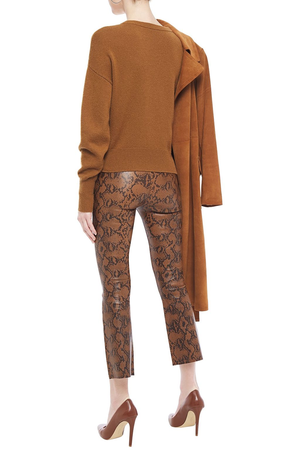 SPRWMN Snake-print stretch-leather kick-flare pants